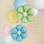 Шар с клапаном (15''/38 см) Мини-цветок, Ромашка, Голубой, Сатин, 5 шт. в уп., 27504