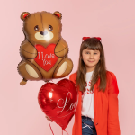 Шар (27''/69 см) Фигура, Мишка с сердцем, 1 шт., 25116