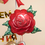 Шар (32''/81 см) Цветок, Акварельная роза, Красный, 1 шт. в уп., 27335