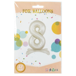 Шар (32''/81 см) Цифра на подставке, 8, Белый песок, 1 шт. в уп., 27518