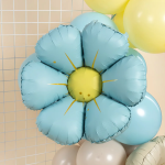 Шар (25''/64 см) Цветок, Ромашка (надув воздухом), Голубой, Сатин, 1 шт., 27583