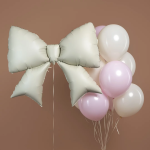 Шар (39''/99 см) Фигура, Бант, Кремовый, Сатин, 1 шт. в уп., 26457