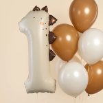 Шар (42''/107 см) Цифра, 1 Динозаврик, Бежевый, Сатин, 1 шт. в уп., 27711