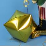 Шар 3D (20''/51 см) Куб, Золото, 1 шт., 23732