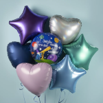 Шар (18''/46 см) Сердце, Темно-синий, Сатин, 1 шт., 180S02BN