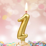 Свеча Цифра, 1, Золото, 6 см, 1 шт., 3081