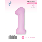 Шар (40''/102 см) Цифра, 1 Slim, Светло-розовый, Матовый, 1 шт. в уп., C901911MRS