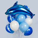 Шар (39''/99 см) Фигура, Дельфин, Голубой, 1 шт. в уп., 15314P