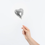 Шар с клапаном (5''/13 см) Микро-сердце, Серебро, Металлик, 1 шт., 27227