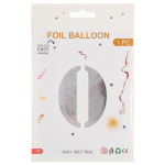 Шар (40''/102 см) Цифра, 0, Серебро, Металлик, 1 шт. в уп., 24090