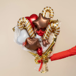 Шар с клапаном (17''/43 см) Мини-фигура, Леденец трость, Золото, 5 шт. в уп., 23159P5