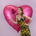 Шар (68''/173 см) Сердце, Ярко-розовый, Сатин, 1 шт. в уп., 24041