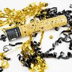 Пневмохлопушка (12/30 см), Звездный фейерверк, Серпантин фольга, Черный/Золото, 1 шт., 823161