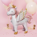 Шар (26''/66 см) Фигура 3D, Крылатый единорог, Розовый, Сатин, 1 шт. в уп., 26446