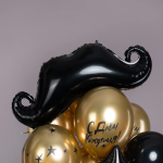 Шар (35''/89 см) Фигура, Усы, Черный, 1 шт., 15705