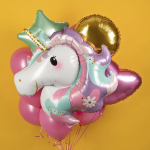 Шар (38''/97 см) Фигура, Цветочный единорог, 1 шт., 23937
