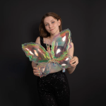 Шар (26''/66 см) Фигура, Бабочка (надув воздухом), Прозрачный, Хамелеон, 1 шт. в уп., 24978