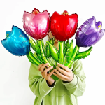 Шар с клапаном (17''/43 см) Мини-цветок, Тюльпан, Розовый, 1 шт., 27282