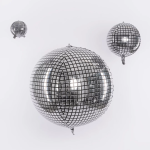 Шар 3D (10''/25 см) Мини-сфера, Диско, Серебро, 1 шт., 23739