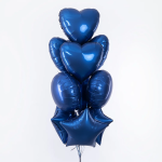 Шар (18''/46 см) Сердце, Темно-синий, Сатин, 1 шт., 201500SNB