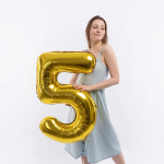 Шар (40''/102 см) Цифра, 5, Золото, Металлик, 1 шт. в уп., 26485