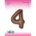 Шар (40''/102 см) Цифра, 4 Slim, Шоколад, Матовый, 1 шт. в уп., B901914MCH