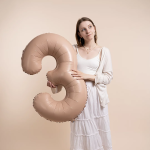 Шар (40''/102 см) Цифра, 3 Slim, Винтажная роза, Матовый, 1 шт. в уп., B901913MVR