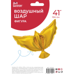 Шар (41''/104 см) Фигура, Голубь, Золото, 1 шт. в уп., 23703P