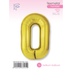Шар (40''/102 см) Цифра, 0 Slim, Золото, 1 шт. в уп., C901910O