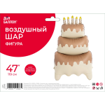 Шар (47''/119 см) Фигура 3D, Торт со свечками, Бежевый, Сатин, 1 шт. в уп., 25066