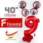 Шар (40''/102 см) Цифра, 9, Красный, 1 шт. в уп., 901769RP