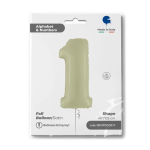 Шар (40''/102 см) Цифра, 1, Оливковый, Сатин, 1 шт. в уп., 400100SOGR-P