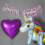 Шар (23''/58 см) Фигура 3D, Радужный единорог, Голубой, 1 шт. в уп., 20371