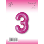 Шар (40''/102 см) Цифра, 3 Slim, Фуше, Металлик, 1 шт. в уп., B901913F