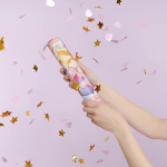 Пневмохлопушка (12/30 см), Праздничные шарики, Звезды и сердца фольга, Золото/Розовый, 1 шт., 923015