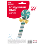 Шар (59''/150 см) Фигура, Леденец трость с бантом, Зеленый/Золото, 1 шт. в уп., 25036P