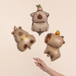 Шар с клапаном (16''/41 см) Мини-фигура, Капибара с тортиком, 1 шт., 26742