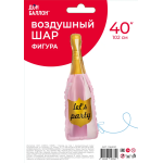 Шар (35''/89 см) Фигура, Бутылка Шампанское, Let`s Party, Розовый, 1 шт. в уп., 19650P