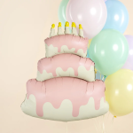 Шар (38''/97 см) Фигура, Торт со свечками, Розовый, Сатин, 1 шт. в уп., 27319