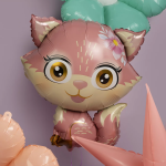 Шар (27''/69 см) Фигура, Лисенок с цветком, Розовый, 1 шт., 23220