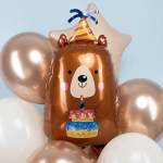 Шар (31''/79 см) Фигура, Мишка с тортом, 1 шт. в уп., 24001