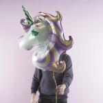 Шар (46''/117 см) Фигура, Голова, Нежный Единорог, Сиреневый, 1 шт., 15236