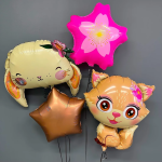 Шар (27''/69 см) Фигура, Лисенок с цветком, 1 шт., 23424