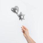 Шар с клапаном (5''/13 см) Микро-сердце, Серебро, Металлик, 1 шт., 27227