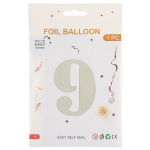 Шар (40''/102 см) Цифра, 9, Белый песок, Сатин, 1 шт. в уп., 27169