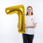 Шар (34''/86 см) Цифра, 7 ЭКО, Золото, 1 шт. в уп., 29687