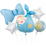 Шар (36''/91 см) Фигура, Бант, Голубой, 1 шт., 19566