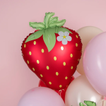 Шар (26''/66 см) Фигура, Клубника с цветком, Красный, Сатин, 1 шт. в уп., 26607