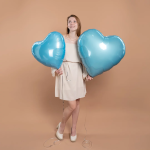 Шар (24''/61 см) Сердце, Голубой, Металлик, 1 шт., 27248