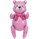 Шар (22''/56 см) Фигура 3D, Сидячий мишка, Розовый, 1 шт. в уп., 15536